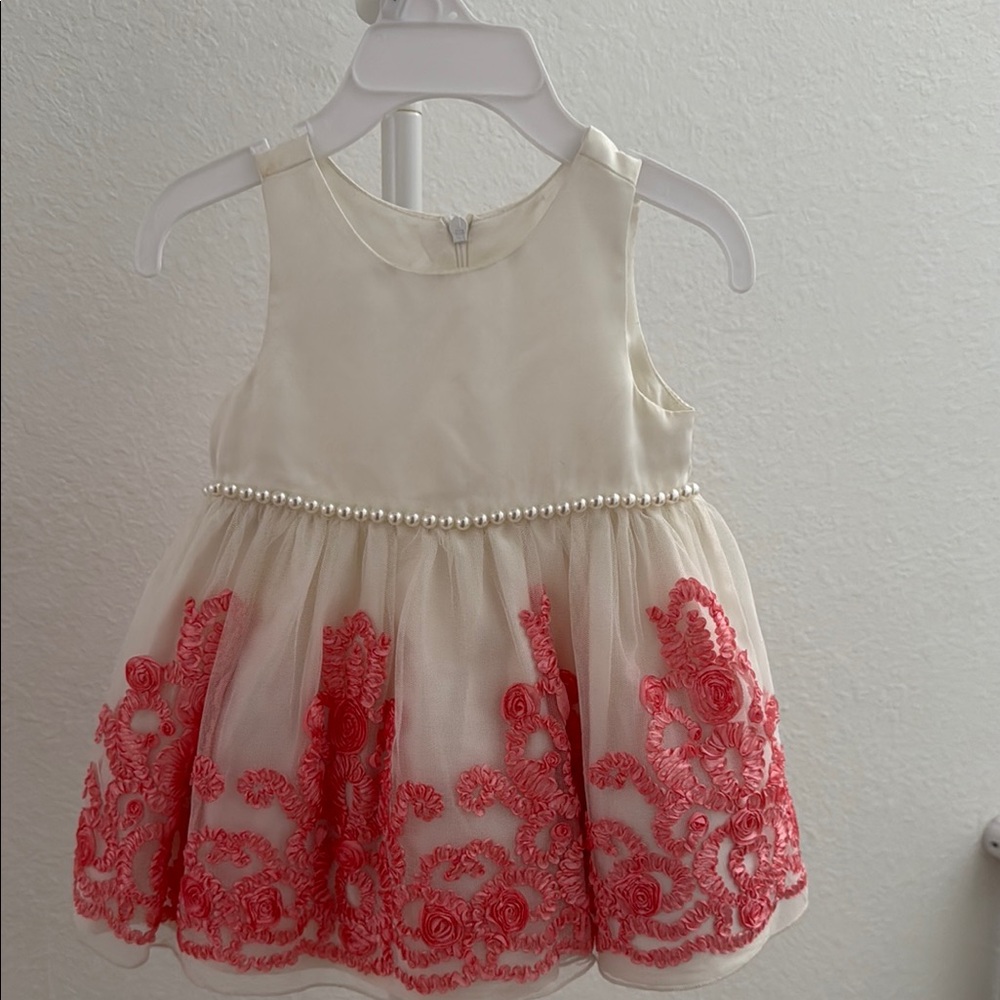 Elegant Cream and Pink Kids Dress